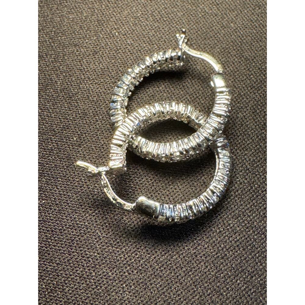 925 Sterling Silver Small Hoop Earrings with Crystals